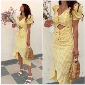 Song Of Style Lena Cut Out Midi Dress Yellow